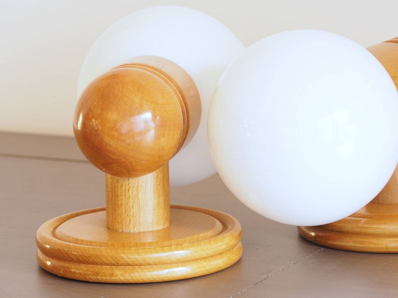 2 vintage wooden wall lights ALLIBERT model CYPRIA