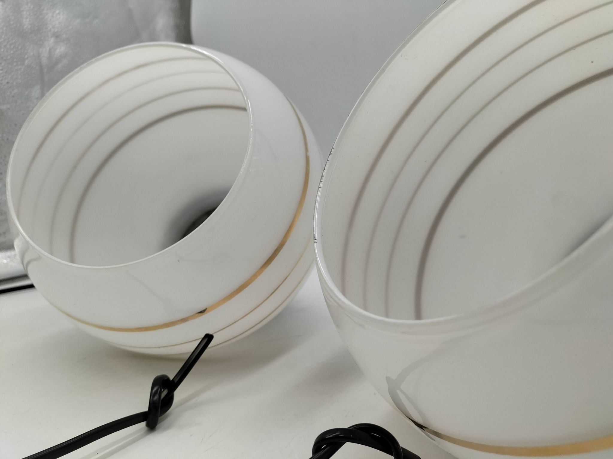 Pair of opaline pendant lights