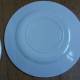 Assiettes dépareillées anciennes Digoin, Salins, Moulin des Loups vertes et bleues