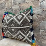 Oreiller berbère vintage Housse de coussin marocain Laine