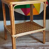 Side service table in wood and rattan 50s