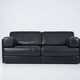 Black leather DS 78 sofa by De Sede