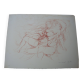 GILI Marcel - Original lithograph "Naked woman" 50x65cm