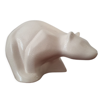 Ours blanc en porcelaine craquelée