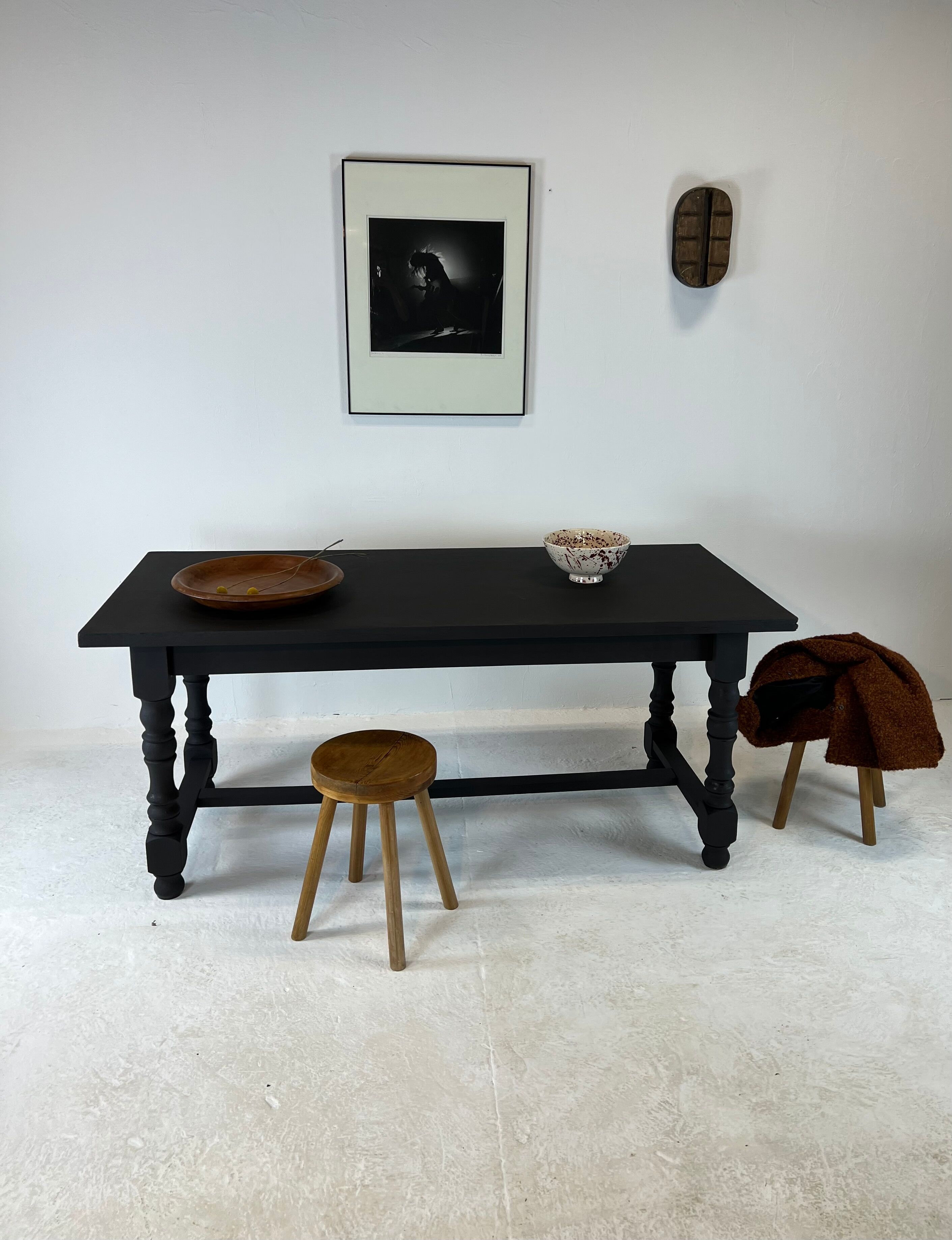 Matte black farmhouse table