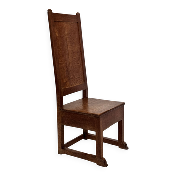 Chaise Art Déco à haut dossier en chêne au design minimaliste