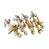 Set of 4 gilt bronze wall lights, crystal papillae