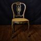 Antique black and gold lacquered chair – Napoleon III style – caned seat