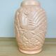 Art deco vase St Clément pigeon model, pink ceramic