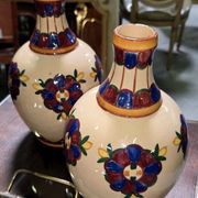 Desvres by Henri Delcourt: pair of signed Art Deco vases.