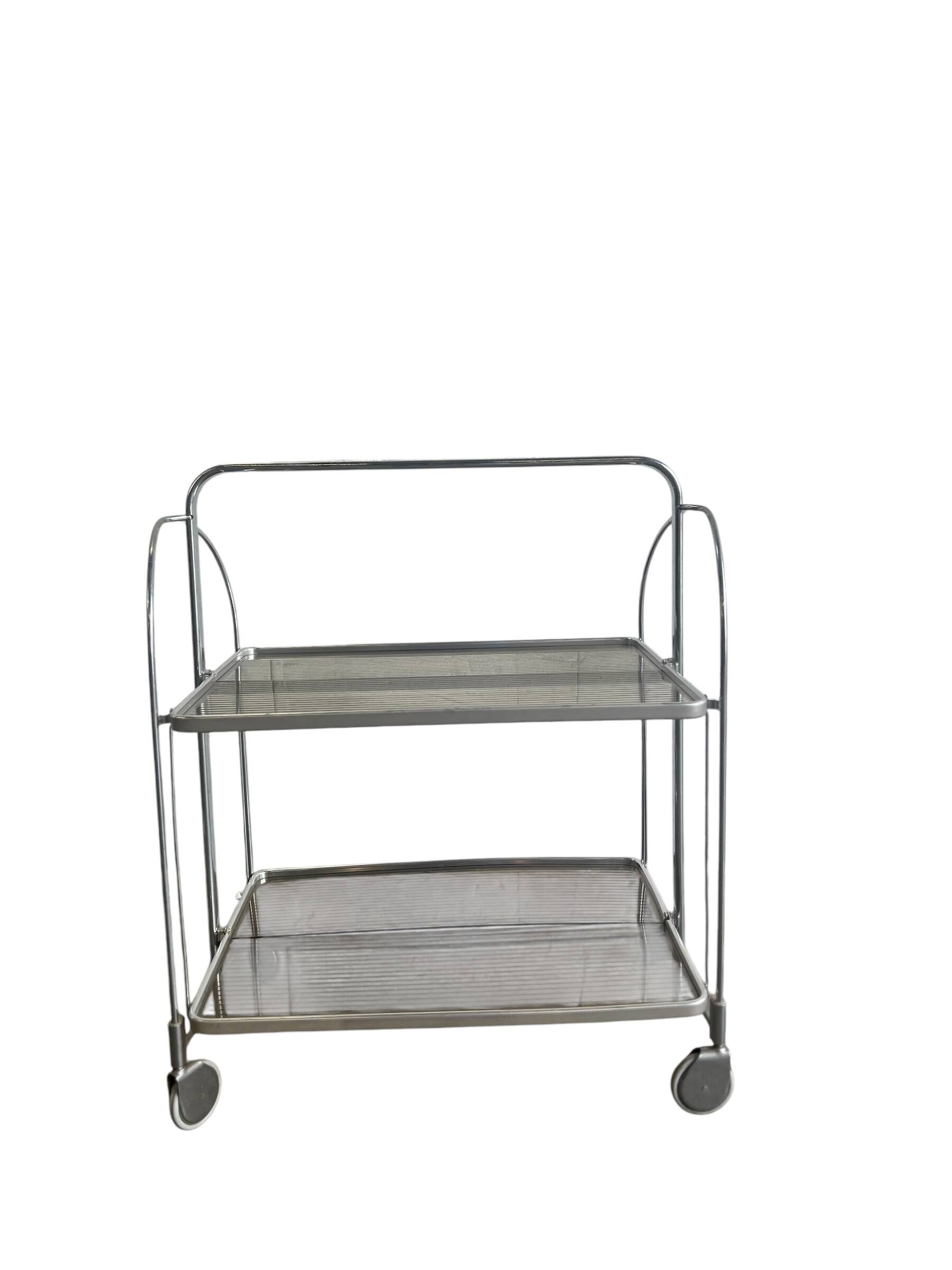 Vintage Folding Bar Cart/Side Table on Wheels