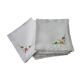 Set of 6 napkins in white linen embroidery in an angle