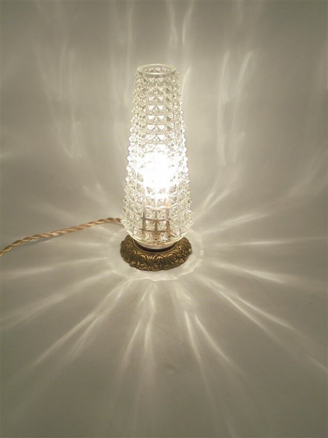Glass and brass lamp