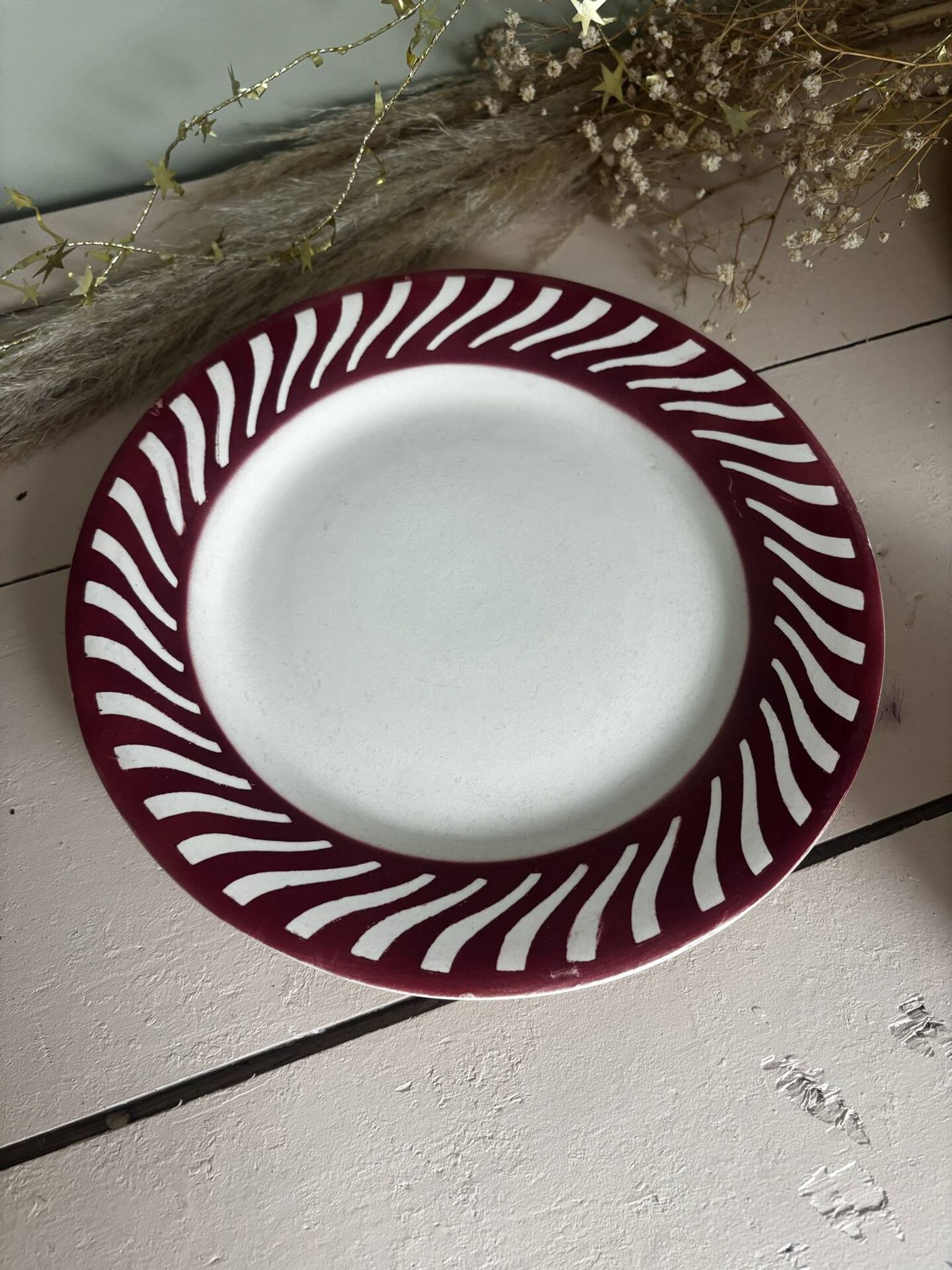 Ancienne assiette en faïence creil et montereau décor 522