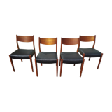 Ensemble de 4 chaises scandinaves teck cuir noire