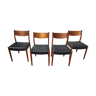 Set of 4 Scandinavian chairs teak black leather