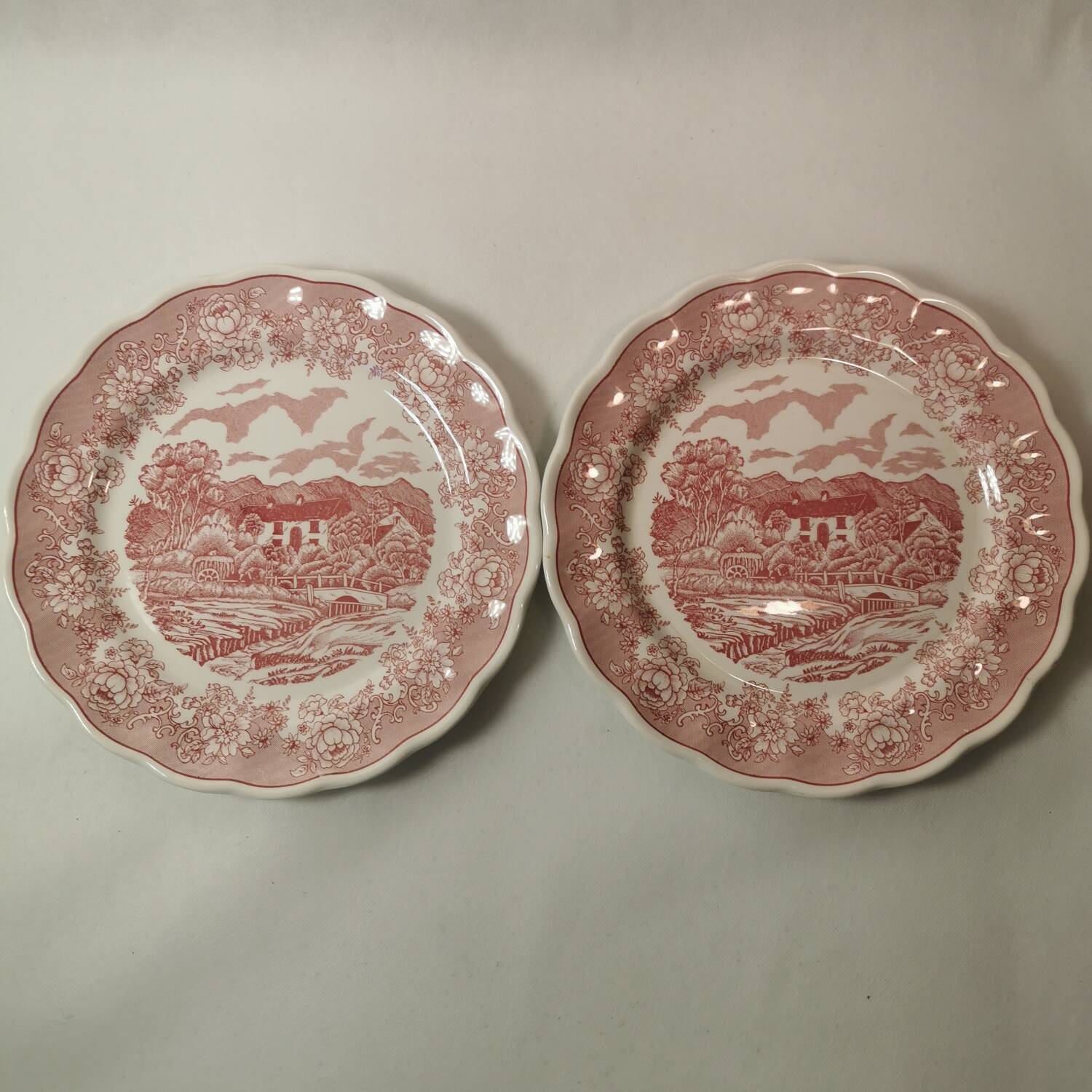 2 flat plates n. fontebasso 1760. pink color. tbe