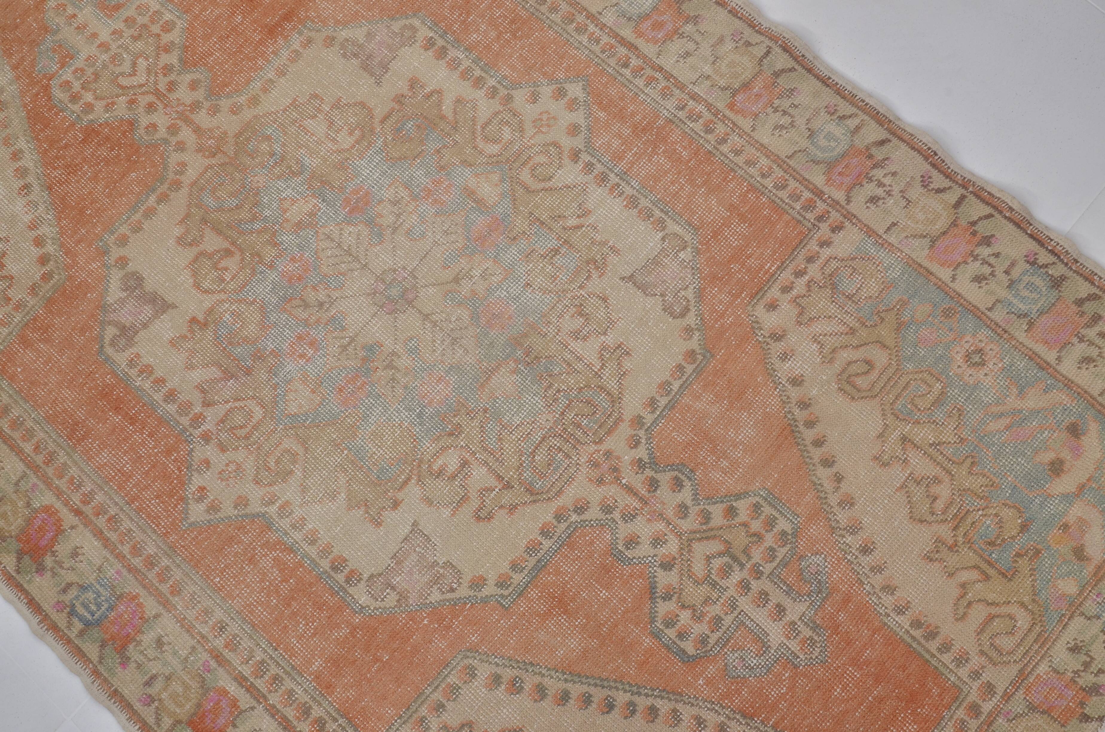 Tapis anatolien orange et beige sku 2434