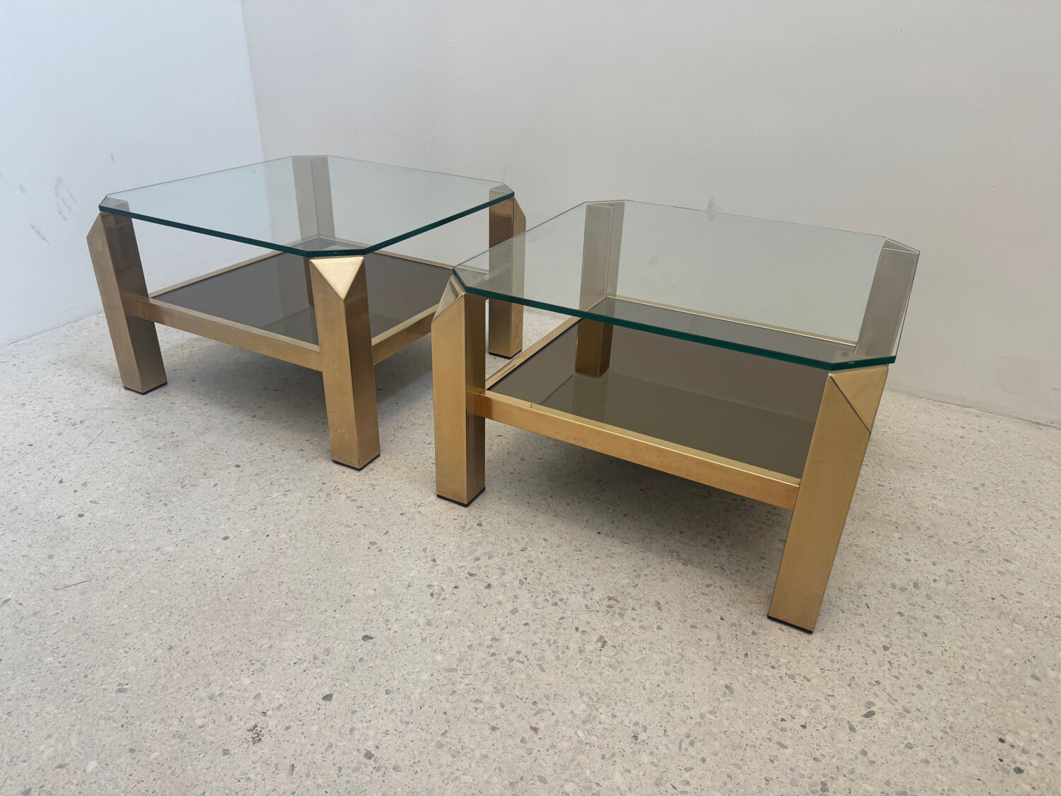 Pair of Belgo Chrom side tables, Belgium 1970s