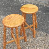 Pair of solid pine stools