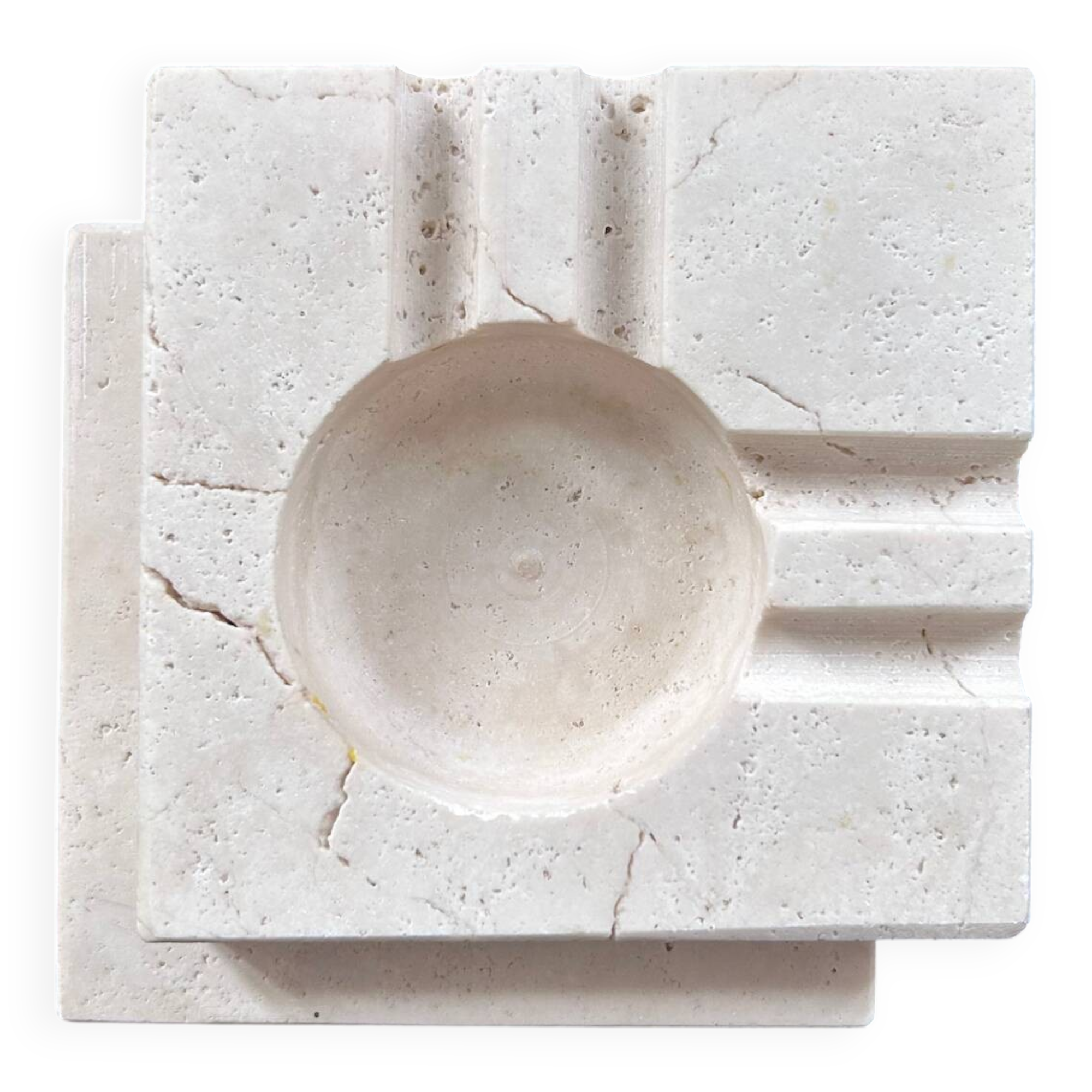 Brutalist Travertine Ashtray