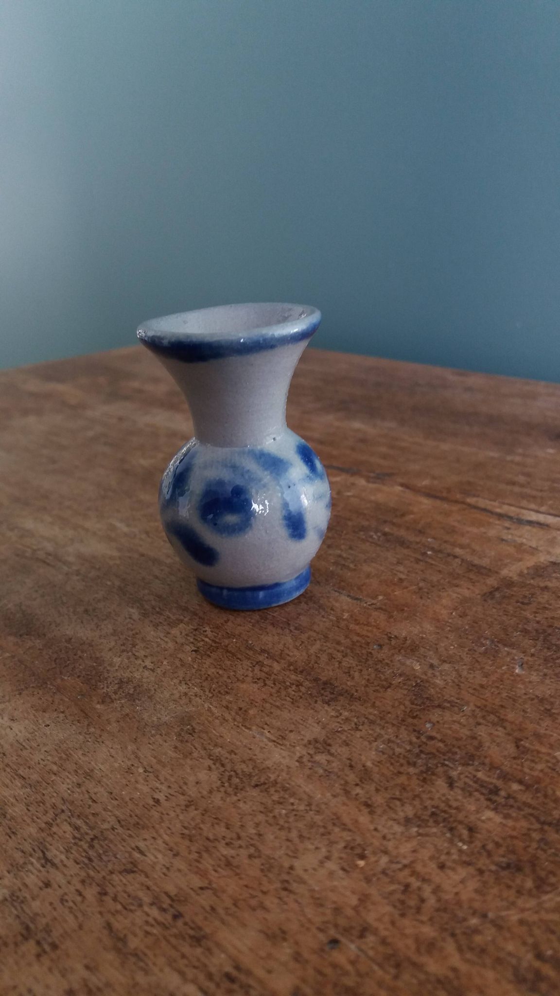 Miniature salt-glazed stoneware vase from Alsace