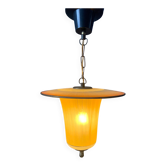 Vintage 1950s glass and brass pendant light.
