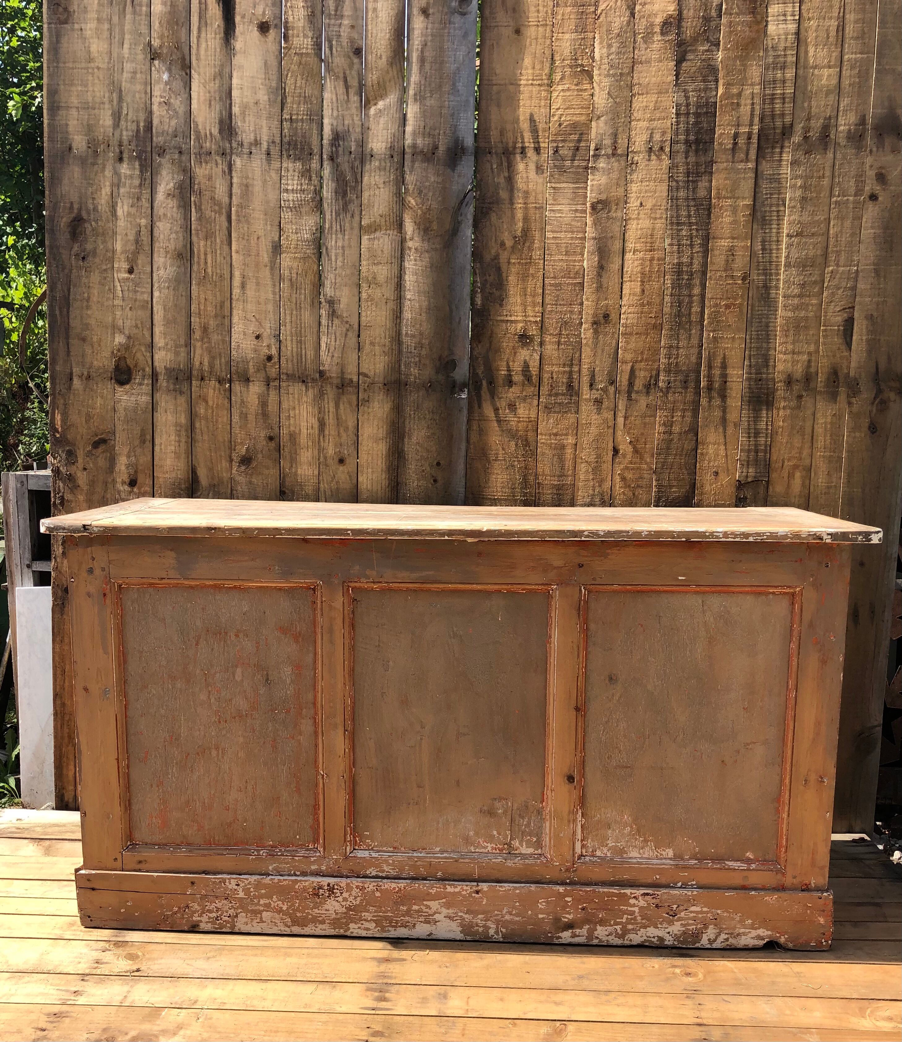 Patinated raw wood countertop