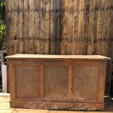 Patinated raw wood countertop