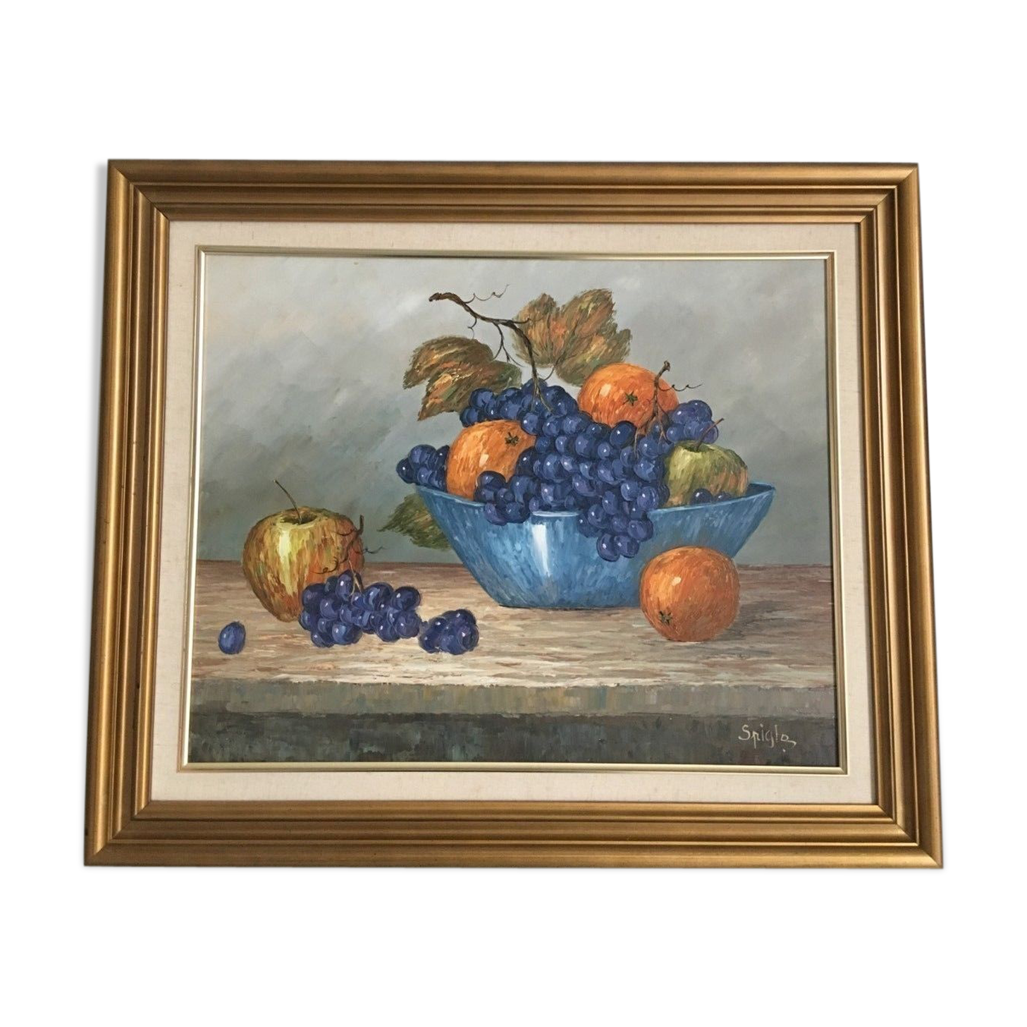 Painting oil on canvas fruit decoration by Lau Spigle