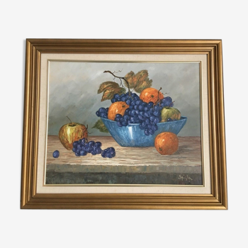 Painting oil on canvas fruit decoration by Lau Spigle