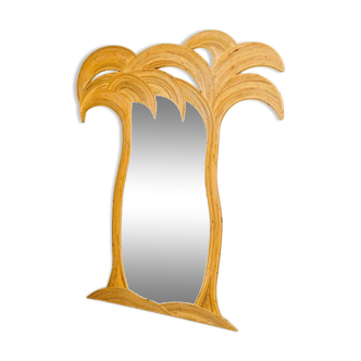 Miroir  « palmiers » en rotin
