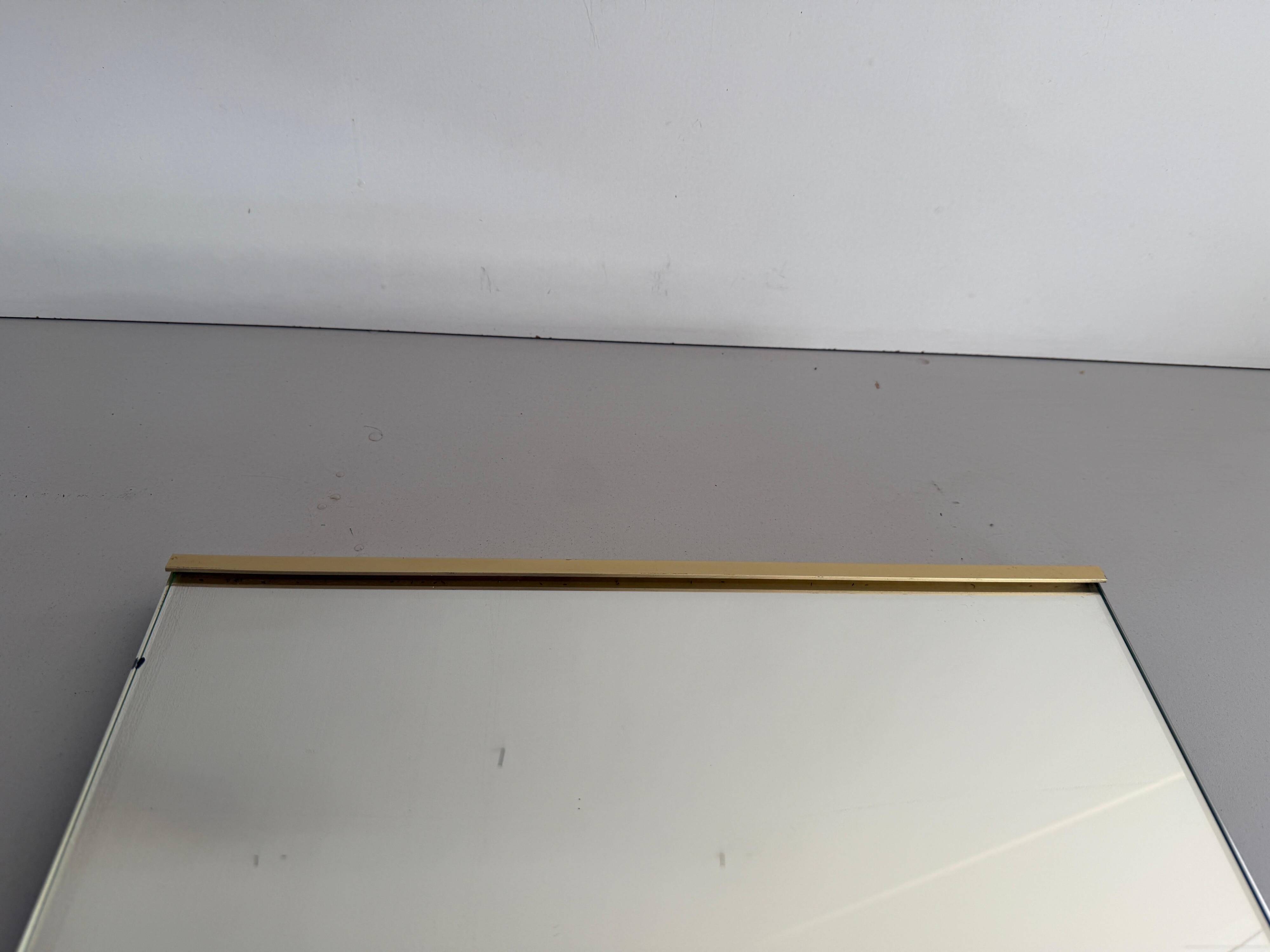 Minimalist rectangular wall mirror with a brass frame, 1960s, Germany