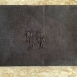 Antique damask tablecloth, monogrammed PT and dyed - 225x160cm - Métis