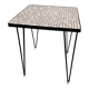 Vintage square side table with a mosaic ceramic top and hairpin legs
