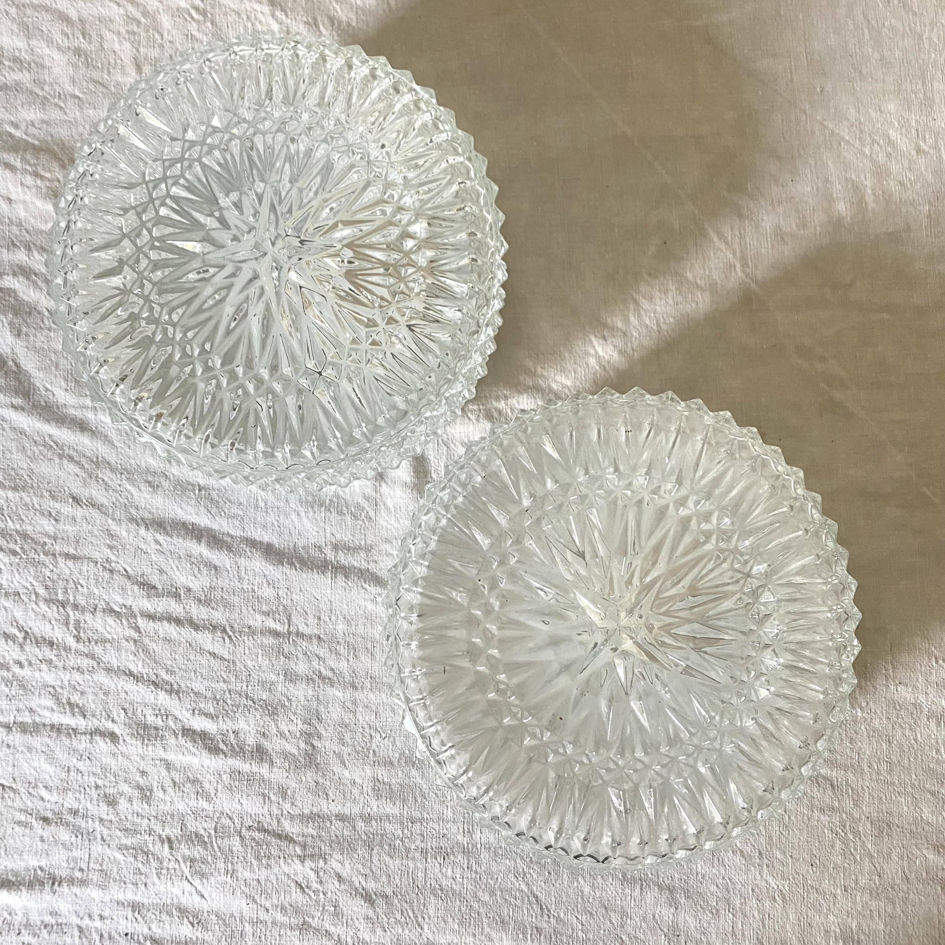 Pair of vintage glass ceiling lights