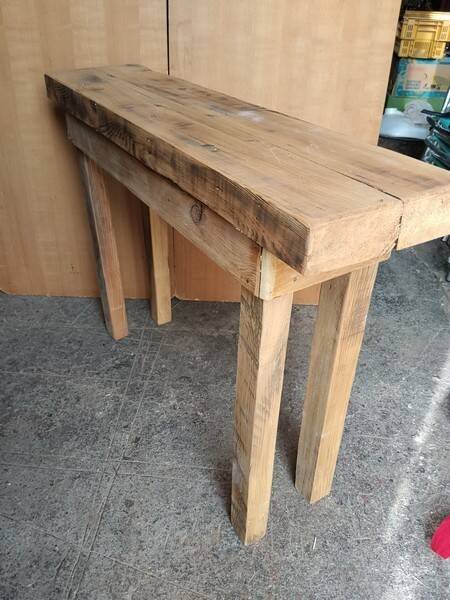 Brutalist solid wood console
