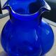 Vase melon en verre bleu vintage