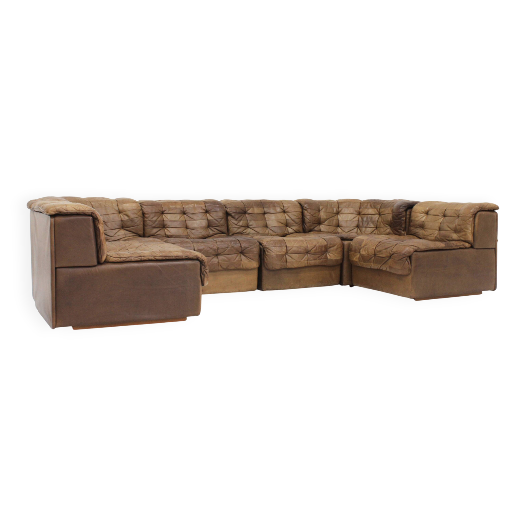 Vintage De Sede DS 11 modular sofa brown patchwork leather , set of 6