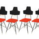Italian Black & Red Dining Chairs, Set of 4