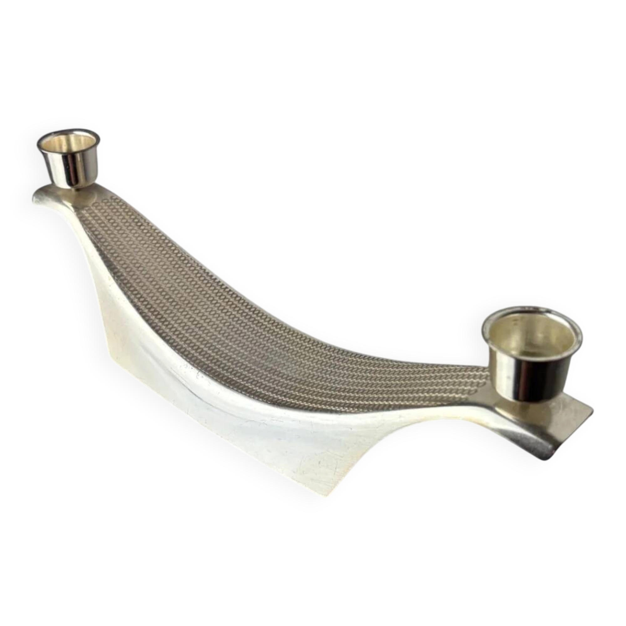 Bougeoir Art déco par WMF en acier inoxydable, 2 flammes, Allemagne, années 1970