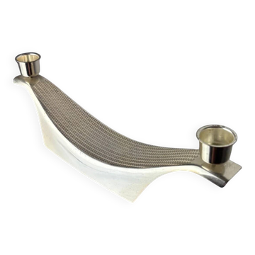 Art deco candlestick by WMF in stainless steel, 2 flames, Germany, 1970s