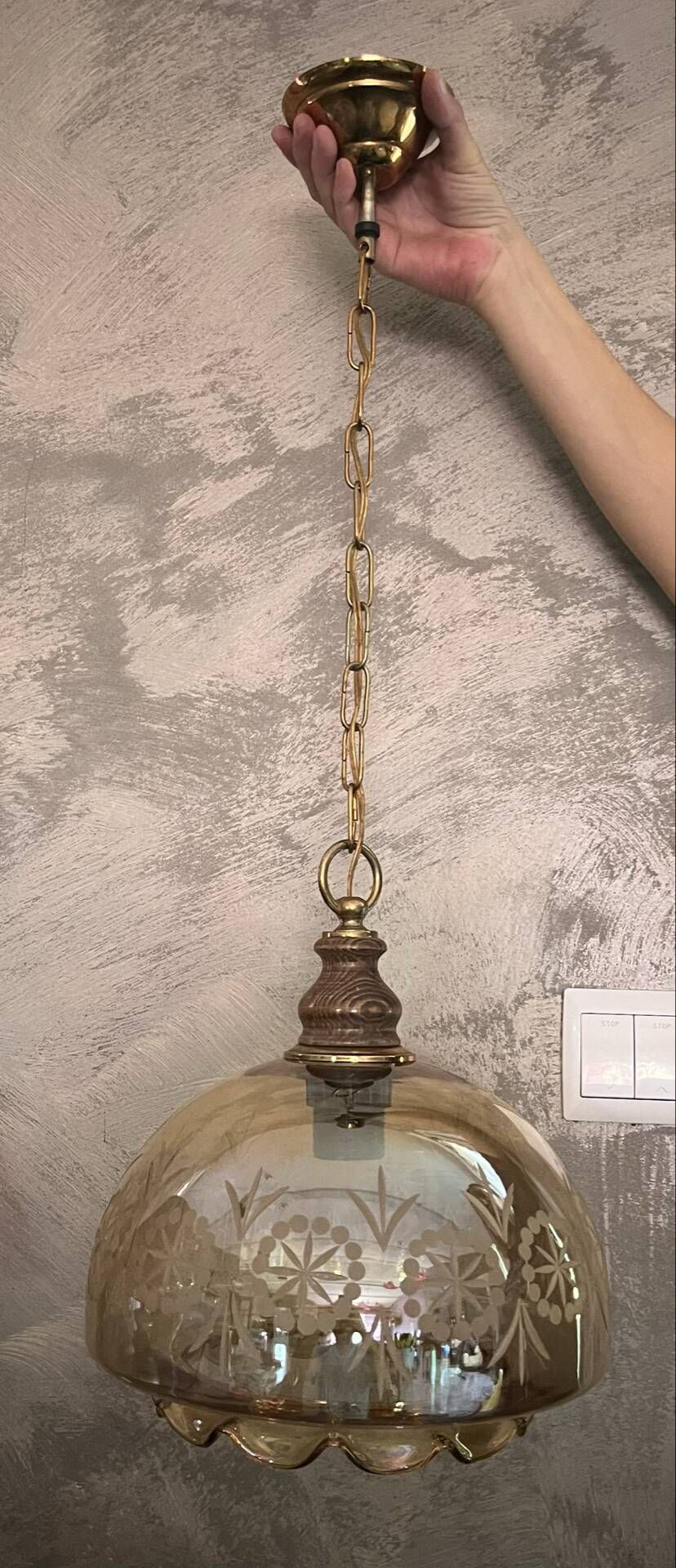 Vintage amber glass pendant – Verrerie de Vianne