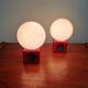 Paire de lampes de chevet en céramique rouge et opaline blanche, 1970