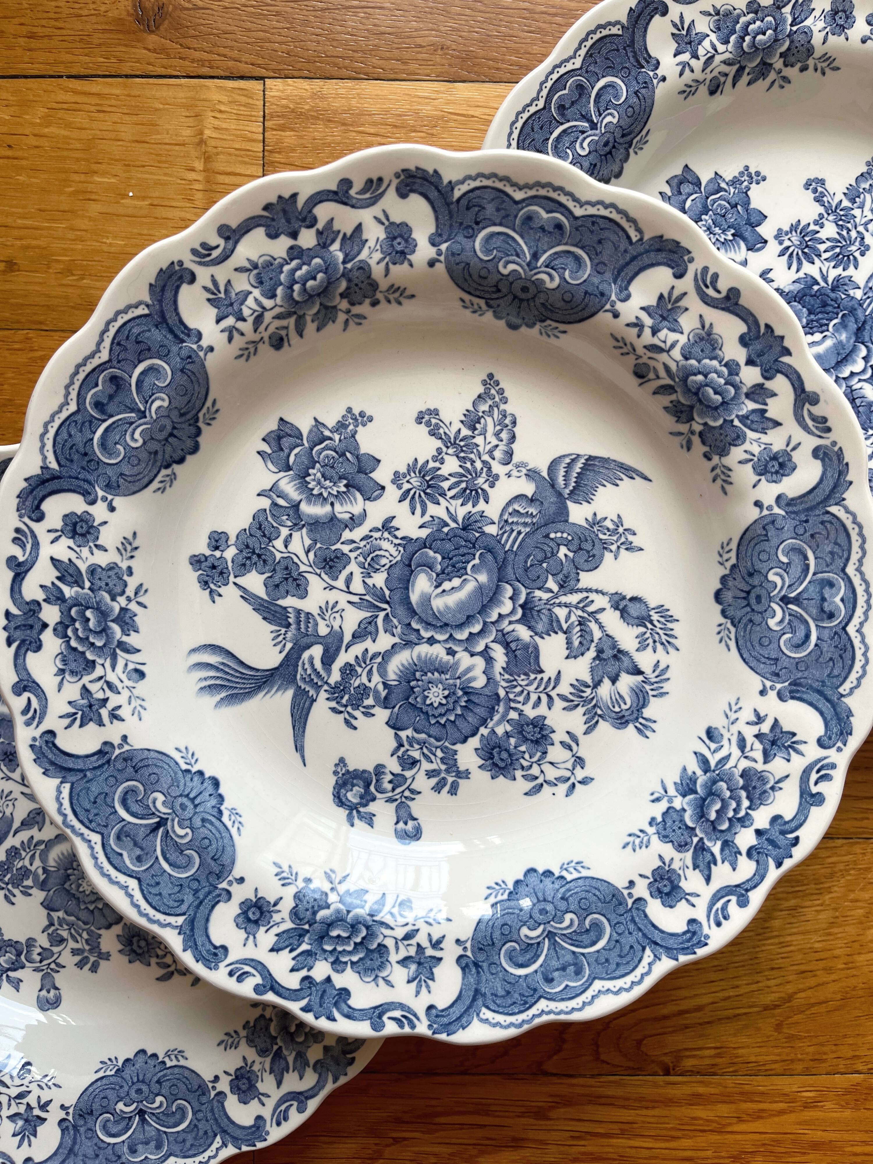 3 assiettes creuses en faïence anglaise Windsor, Ridgway of Staffordshire England