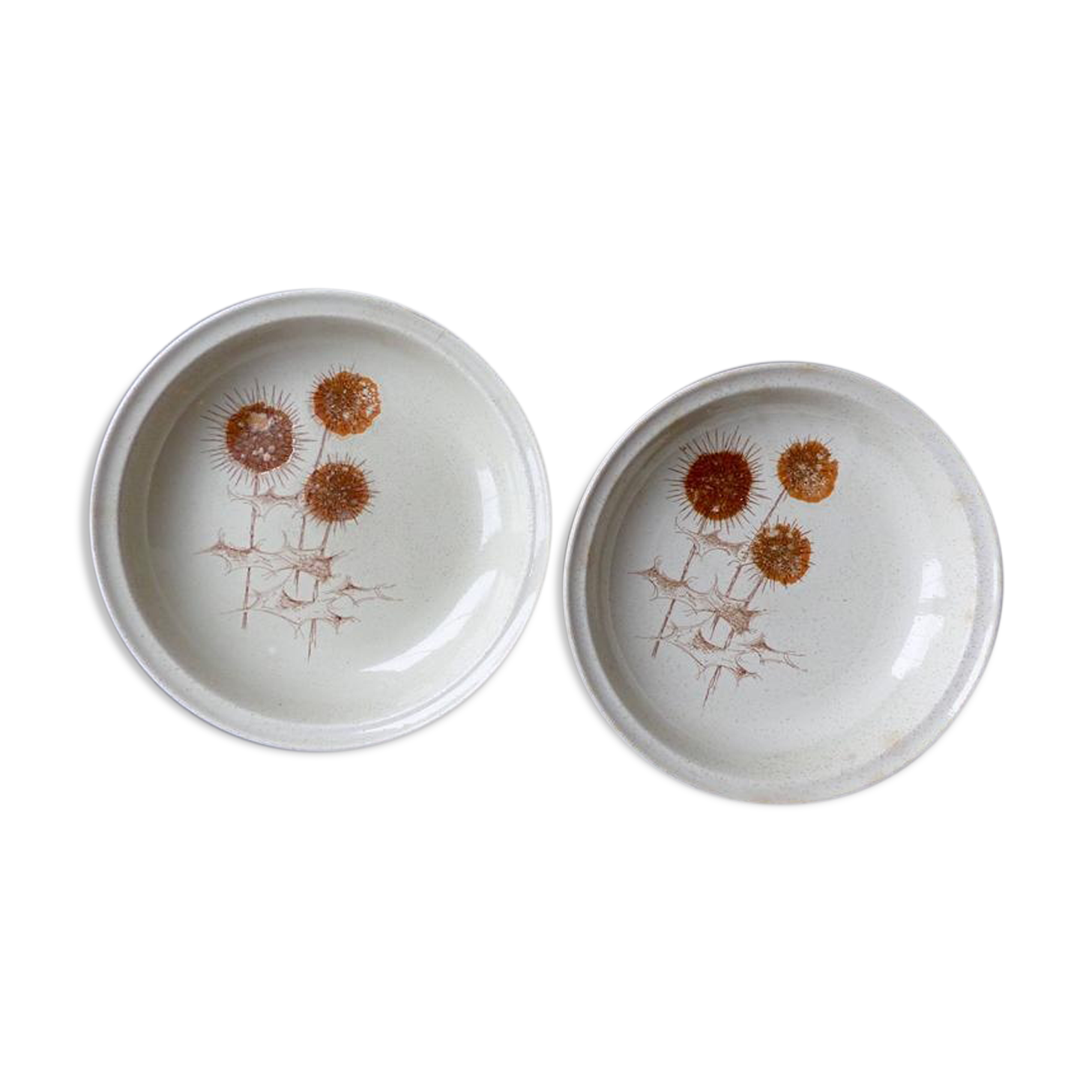 2 Old hollow plates Sarreguemines flowers faïence France