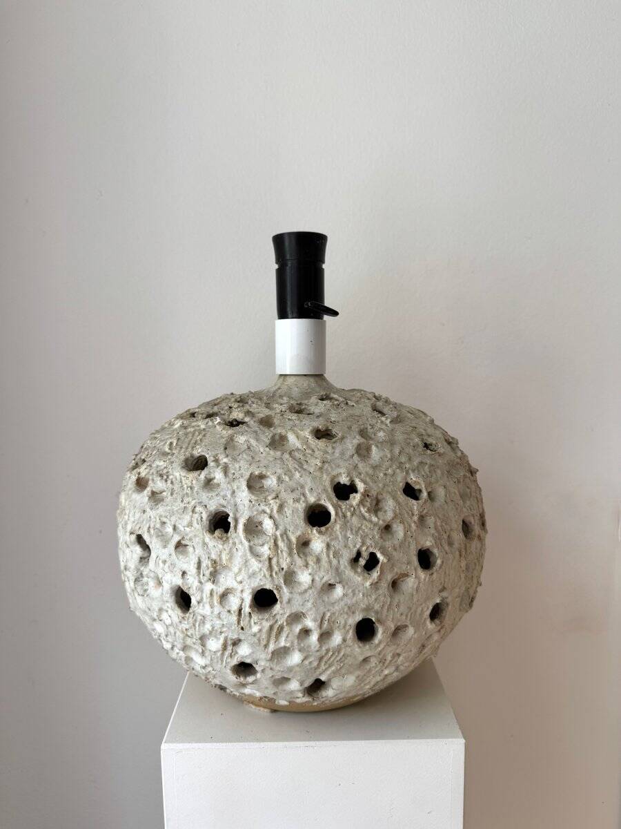 Large mid-century Danish brutalist ceramic table lamp in the style of Sejer, 1960s
