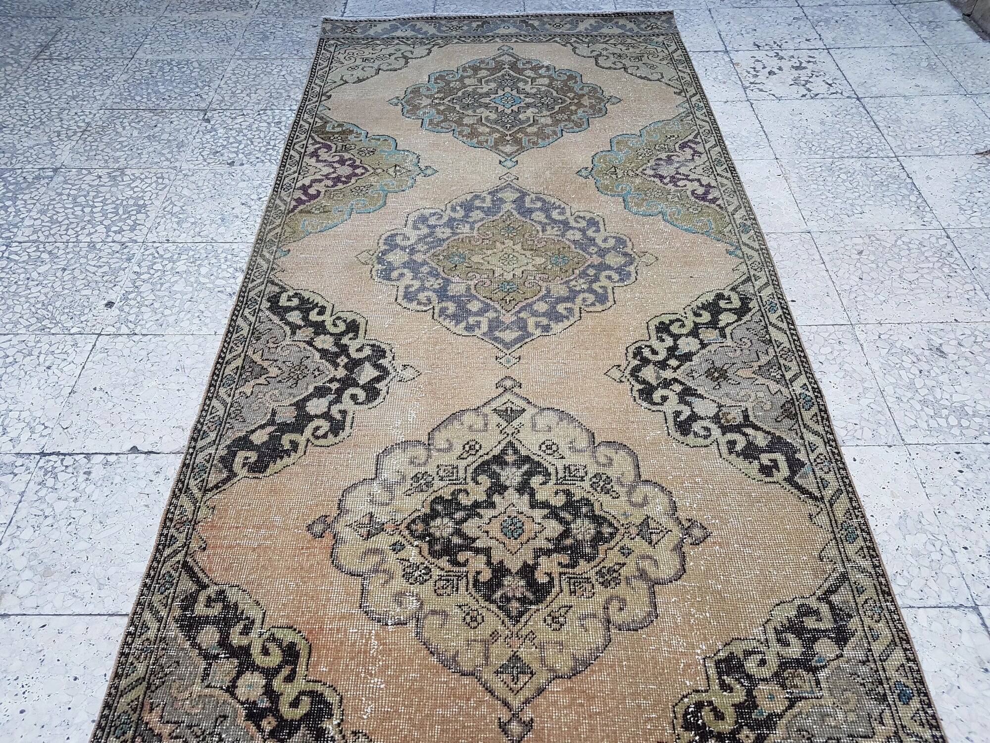Vintage Turkish hallway rug 113x388 cm