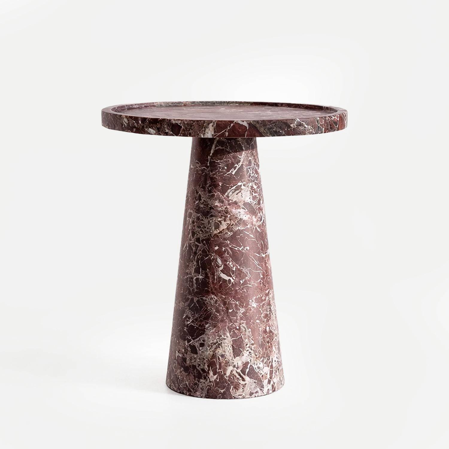 Side table in Rosso Levanto marble