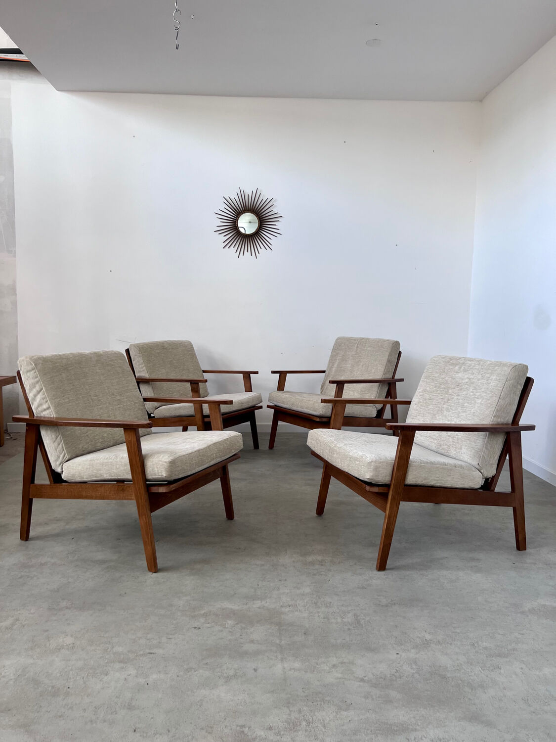 Set of 4 armchairs beech scandinavian